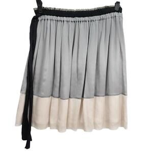 Hoss intropia Chiffon Color Block Flirty Shimmery A Line Belted Silk Skirt S 4